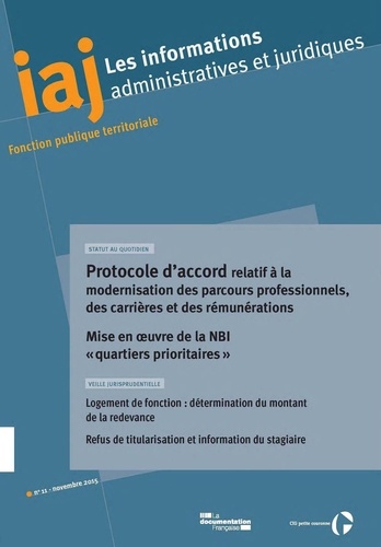 Les informations administratives et juridiques N° 11-2015 : Protocole d'accord relatif à la modernis