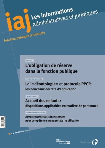 Les informations administratives et juridiques N° 9/2016 : L'obligation de réserve dans la fonction