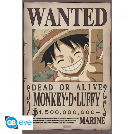 One Piece - Poster roulé 91,5 x 61 cm : Wanted Luffy