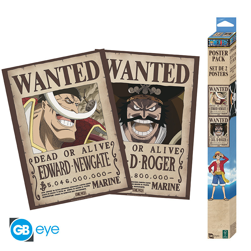 One Piece - Set 2 posters chibi 52 x 38 cm : Wanted Roger & Whitebread