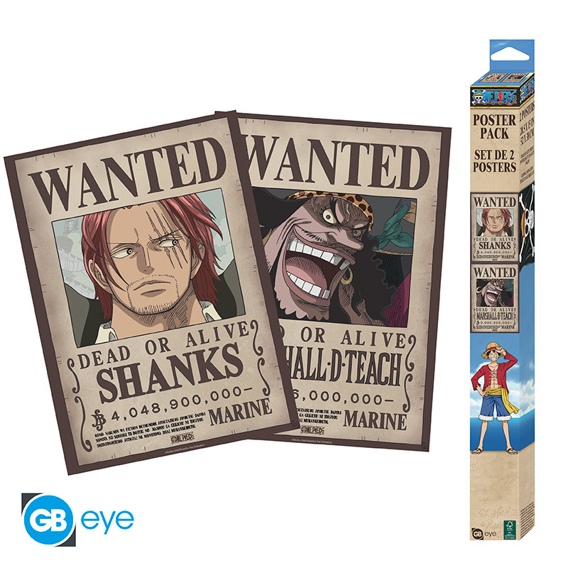 One Piece - Set 2 posters chibi 52x38 cm : Wanted Shanks & Blackbeard