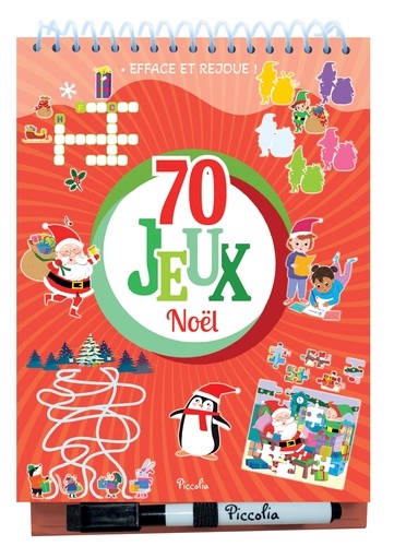 70 jeux Noël (rouge). Avec 1 feutre effaçable