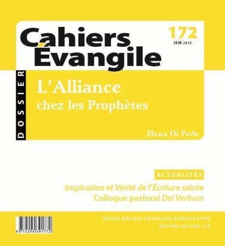Cahiers Evangile N° 172, Juin 2015 : L'Alliance chez les Prophètes