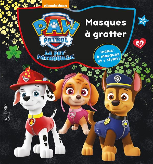Masques à gratter Paw Patrol La Pat' Patrouille. Avec 6 masques et 1 stylet