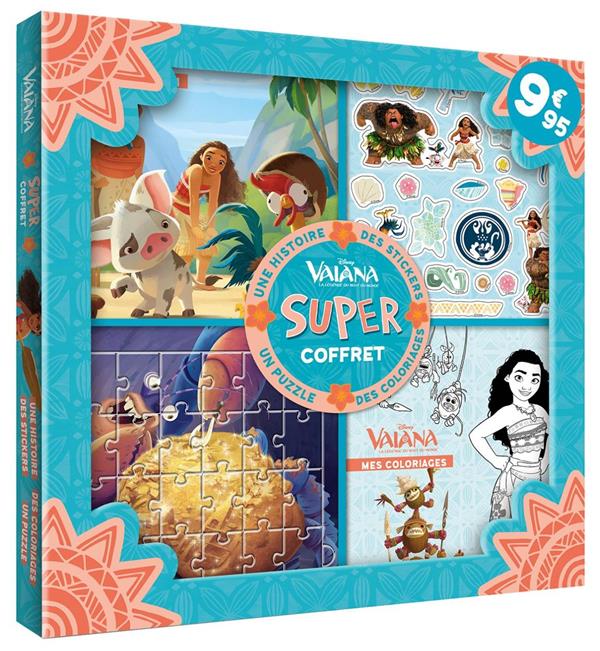 Super coffret Vaiana. Contient 1 histoire, 1 puzzle, des stickers et des coloriages