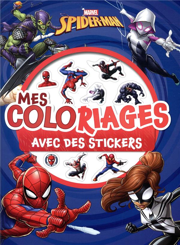 Mes coloriages avec des stickers Spider-Man