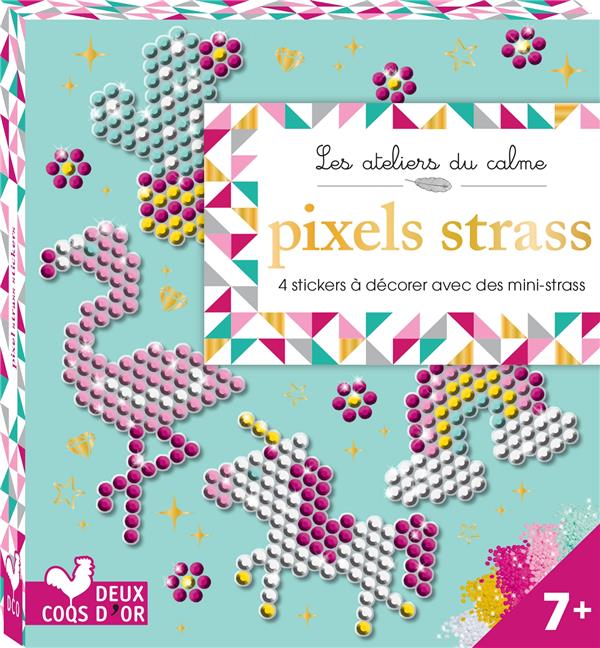 Pixels strass. 4 stickers à décorer avec des mini-strass