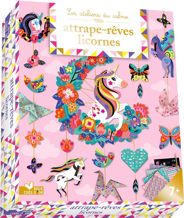 Attrape-rêves licornes. Avec 2 planches à décorer, 5 feuilles d'origamis, 1 planche de 150 strass, 1