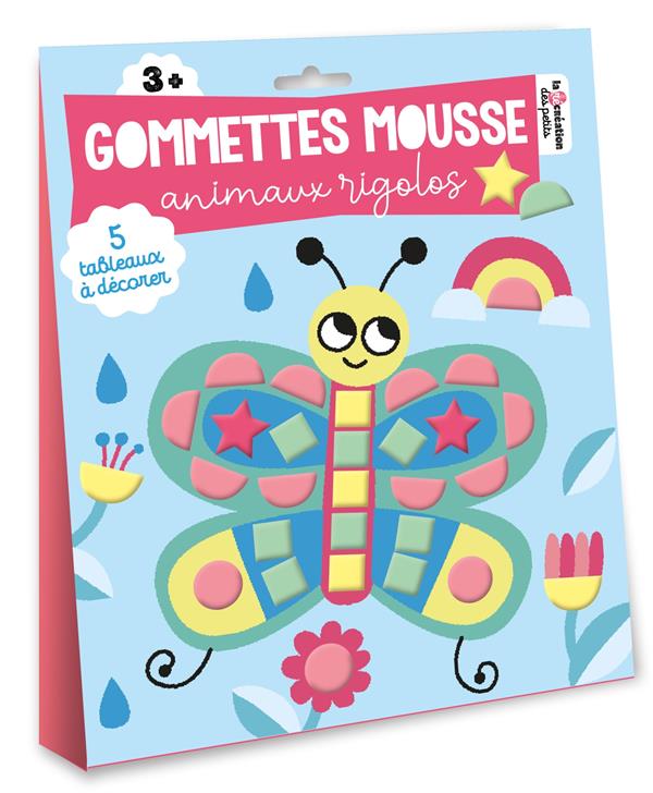 Gommettes mousse animaux rigolos. Pochette avec accessoires