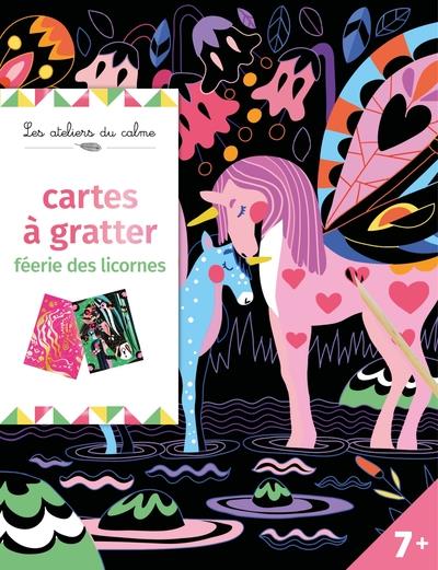 Cartes à gratter Féerie des licornes. Avec 8 tableaux à gratter, 1 stylet