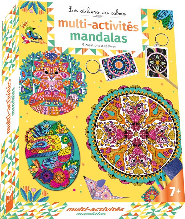 Coffret multi-activités mandalas. 9 créations à réaliser ; Avec un livret de 8 pages inclus