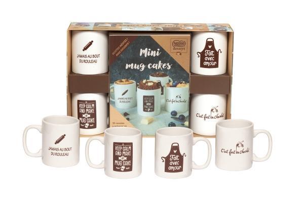 Mini mugs cake. Coffret avec un livre de 20 recettes et 4 mini-mugs collector