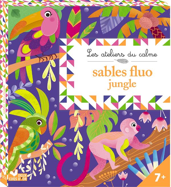 Sables fluo jungle. Avec 5 tableaux, 4 tubes de de sable et une spatule
