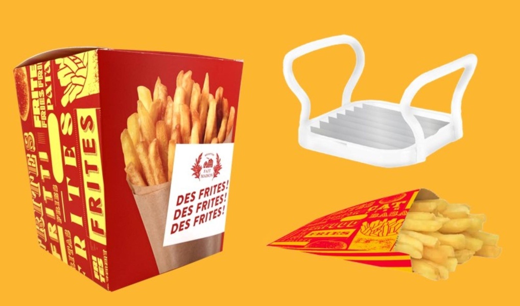 Des frites ! Des frites ! Des frites ! Coffret avec 1 accessoire pour découper vos frites, 10 sachet