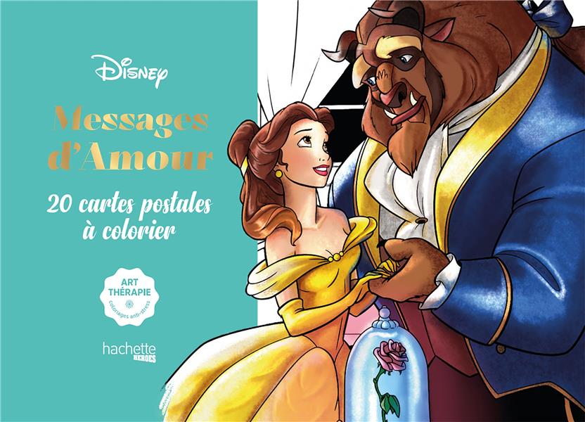 Messages d'amour Disney. 20 cartes postales à colorier