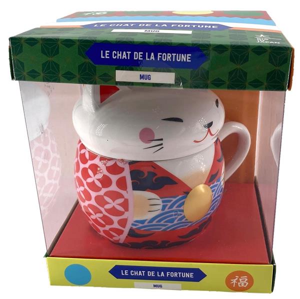Mug chat de la fortune. Avec 1 mug et 1 carnet de compte japonais