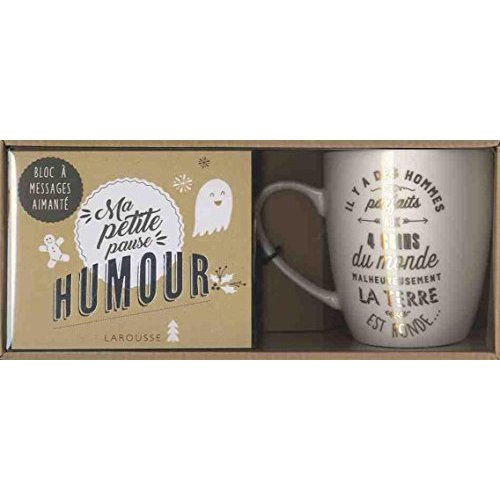 Coffret Ma petite pause humour. Avec un mug et un bloc à messages aimanté