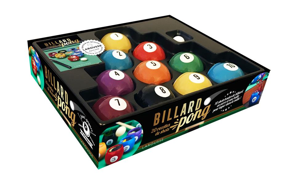 Coffret Billard pong. Avec 10 shots boules de billard en verre et une petite balle