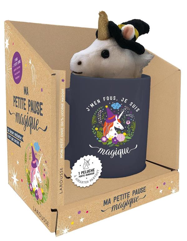 Ma petite pause magique. Avec 1 mug en céramique, 1 peluche en forme de licorne sorcière et 1 livre