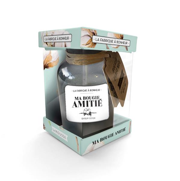 Coffret Ma bougie Amité. Avec 1 bougie senteur coton et 1 livret amitié