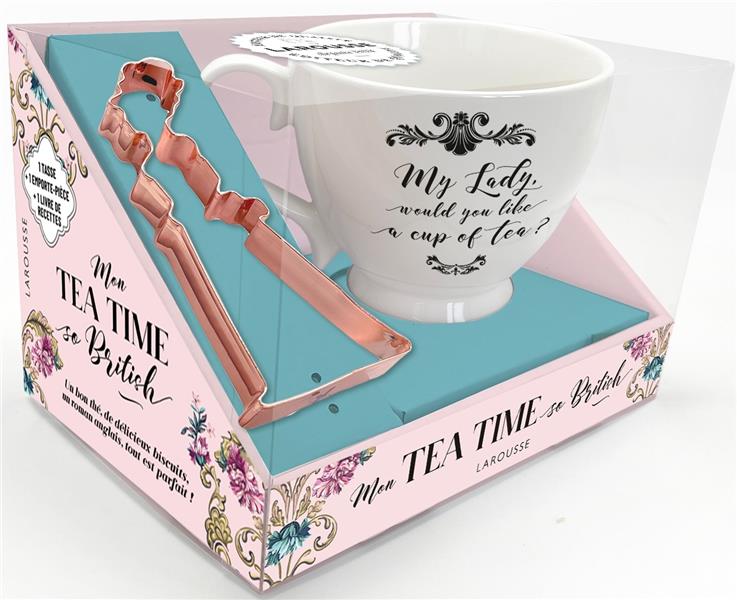 Mon tea time so British. Coffret avec 1 jolie tasse à thé en céramique et 1 emporte-pièce Lady cuivr