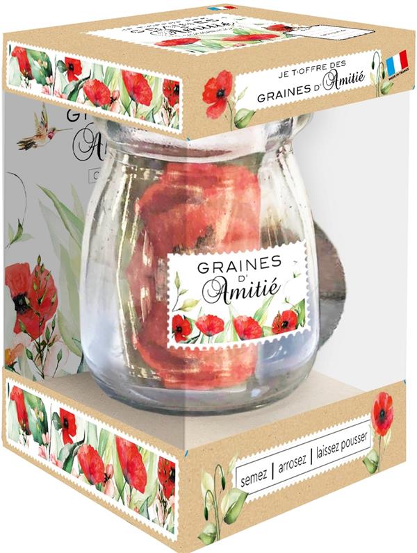 Je t'offre des graines d'amitié. Avec 1 joli flacon d'apothicaire, 1 sachet de graines de coquelicot