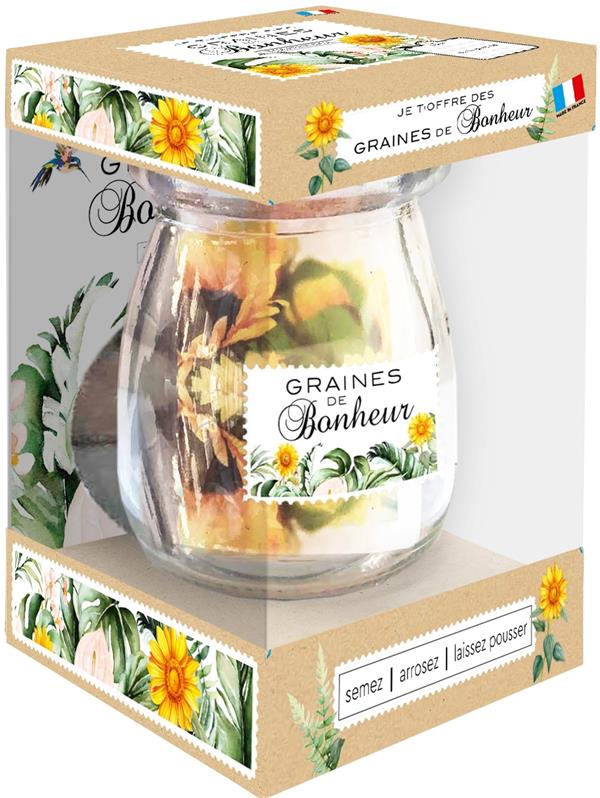 Je t'offre des graines de bonheur. Avec 1 joli flacon d'apothicaire, 1 sachet de graines de tourneso