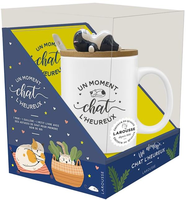 Un moment chat l'heureux. Avec 1 mug, 1 cuillère et 1 petit livre
