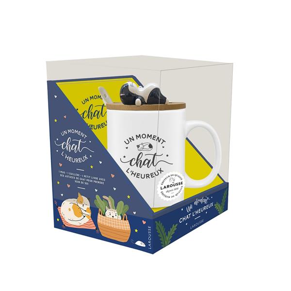 Coffret Un moment chat l'heureux. Avec 1 mug, 1 cuillère et 1 petit livre avec des astuces de chat p