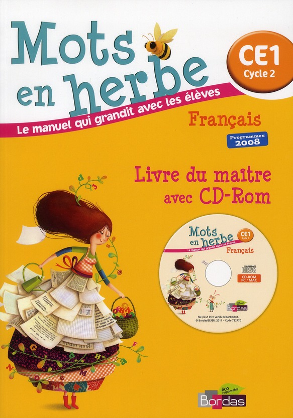 Français CE1 Mots en herbe. Livre du maître, Programmes 2008, avec 1 CD-ROM