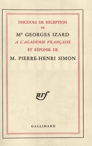 DISCOURS DE RECEPTION A L'ACADEMIE FRANCAISE