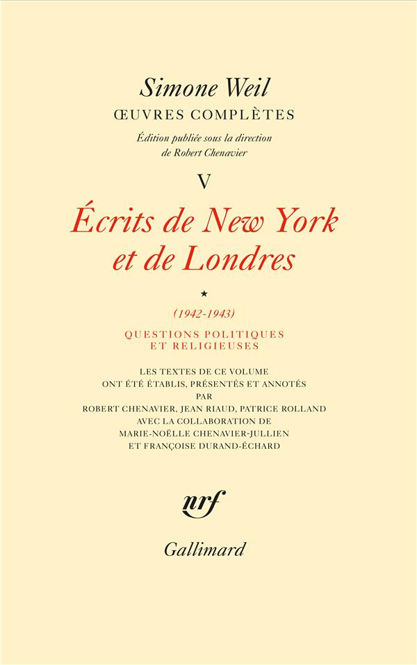 Oeuvres complètes. Tome 5, Ecrits de New York et de Londres, Volume 1, (1942-1943), Questions polit