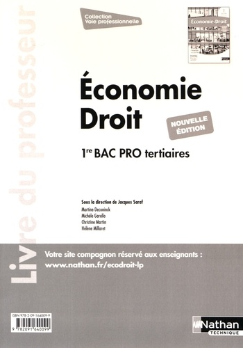 Economie Droit 1re Bac Pro tertiaires. Livre du professeur