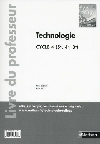 Technologie cycle 4 (5e, 4e, 3e). Livre du professeur