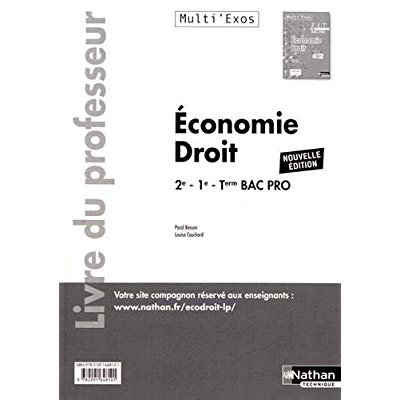 Economie-Droit 2de-1re-Tle Bac Pro Multi'Exos. Livre du professeur, Edition 2017