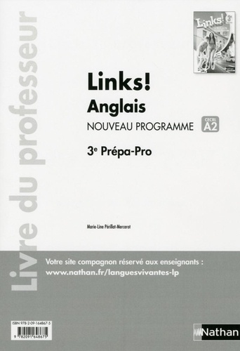 Anglais 3e Prépa-Pro Links! Livre du professeur, Edition 2019