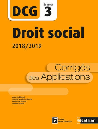 Droit social DCG 3. Corrigés des applications, Edition 2018-2019