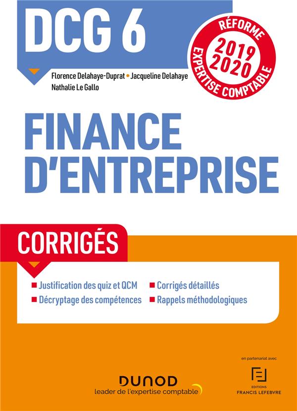 DCG 6 Finance d'entreprise. Corrigés, Edition 2019-2020