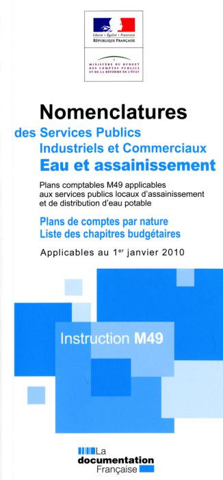 Nomenclatures des Services Publics Industriels et Commerciaux Eaux et assainissement. Instruction M4