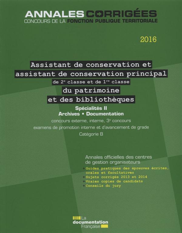 Assistant de conservation et assistant de conservation principal de 2e classe et de 1re classe du pa