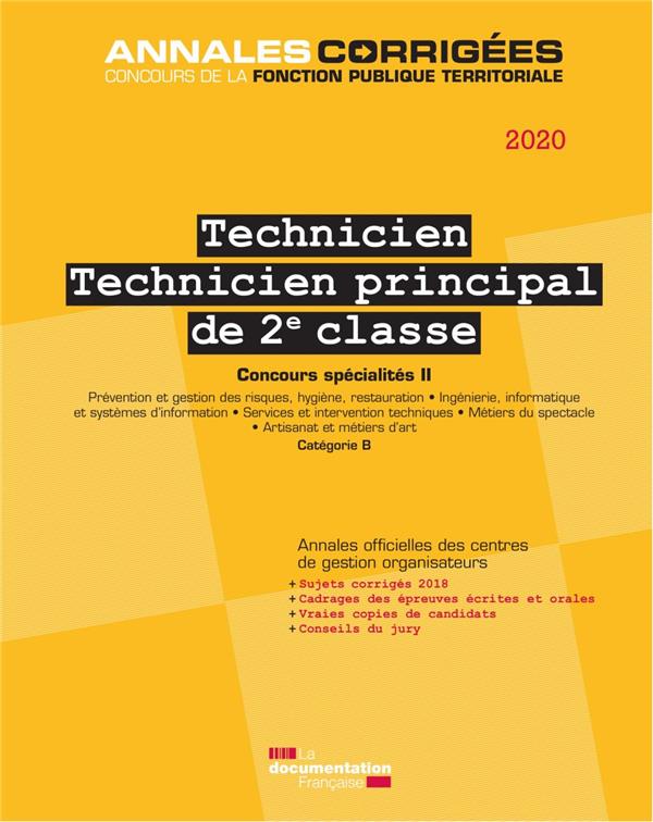 Technicien, Technicien principal de 2e classe Concours spécialités 2. Edition 2020