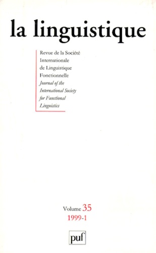 LA LINGUISTIQUE VOLUME 35 N°1 1999