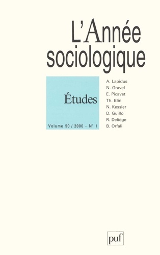 L'Année sociologique Volume 50 n° 1/2000 : Etudes