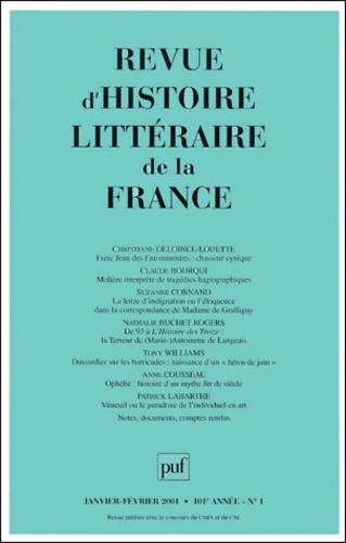 Revue d'histoire littéraire de la France N° 1, Janvier-février 2001