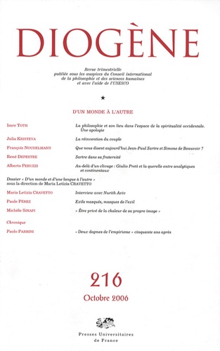 Diogène N° 216, Octobre 2006 : D'un monde à l'autre
