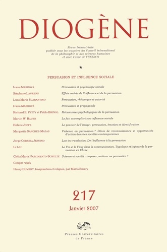 Diogène N° 217, Janvier 2007 : Persuasion et influence sociale