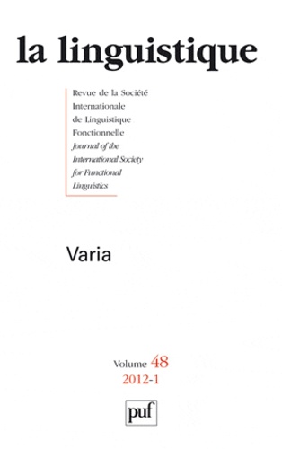 La linguistique N° 48, fascicule 1, 2012 : Varia