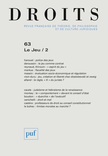 Droits N° 63/2016 : Le jeu. Tome 2