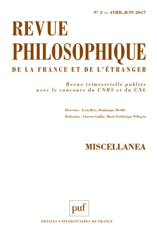 Revue philosophique N° 2, avril-juin 2017 : Miscellanea