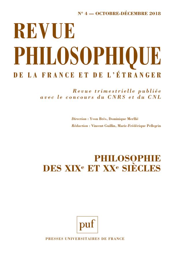 Revue philosophique N° 4, octobre-décembre 2018